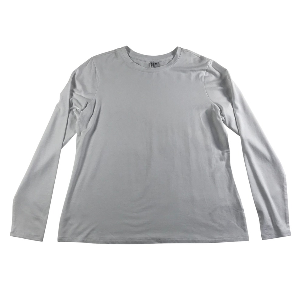 Nordstrom White Tencel Lyocell Long Sleeve Crewneck Top XXL NO515230MI New